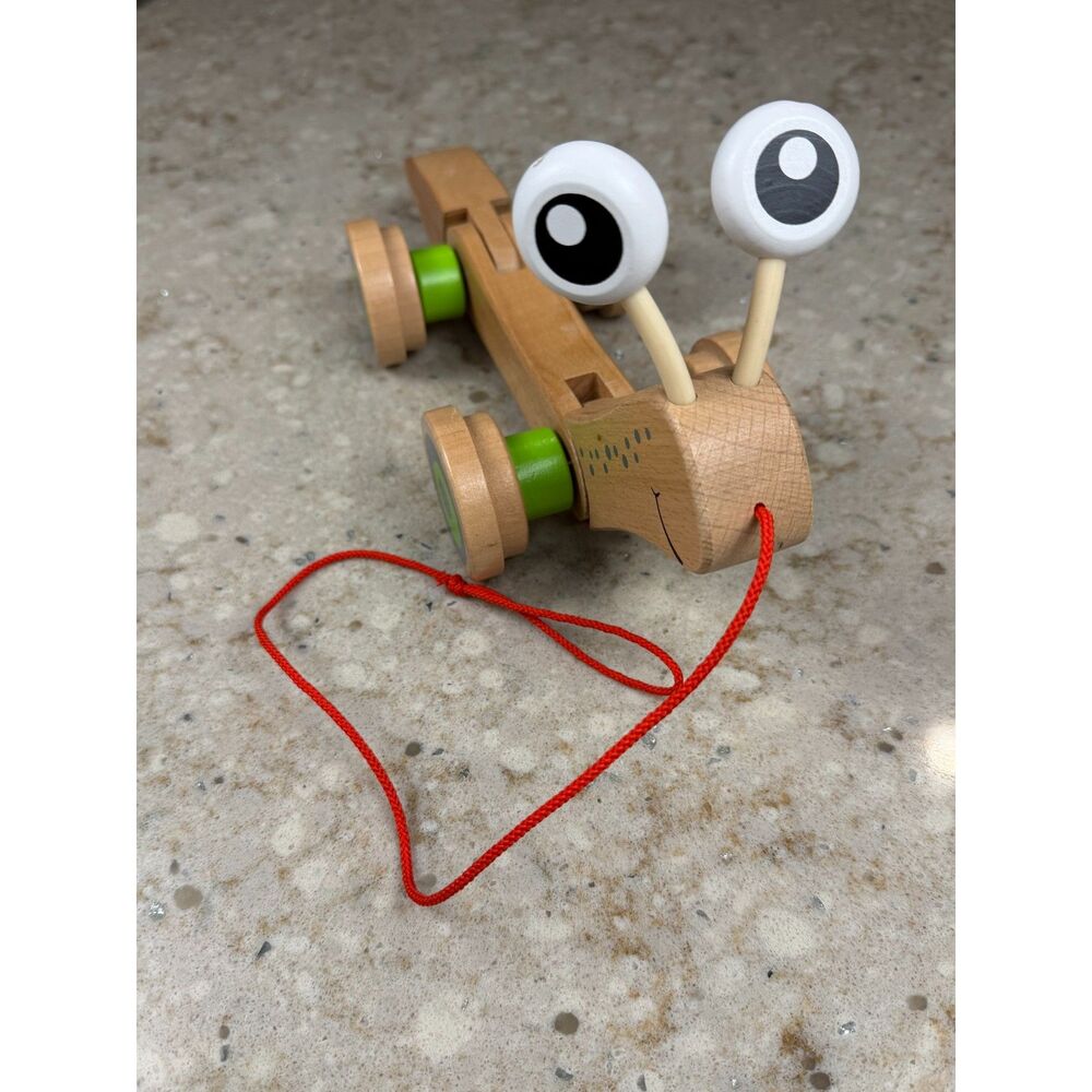 Hape Wooden Montessori  Walk Along Toddler Snail Pull Toy